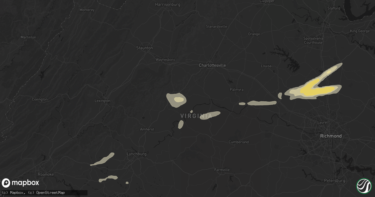 Hail map in Schuyler, VA on July 21, 2026