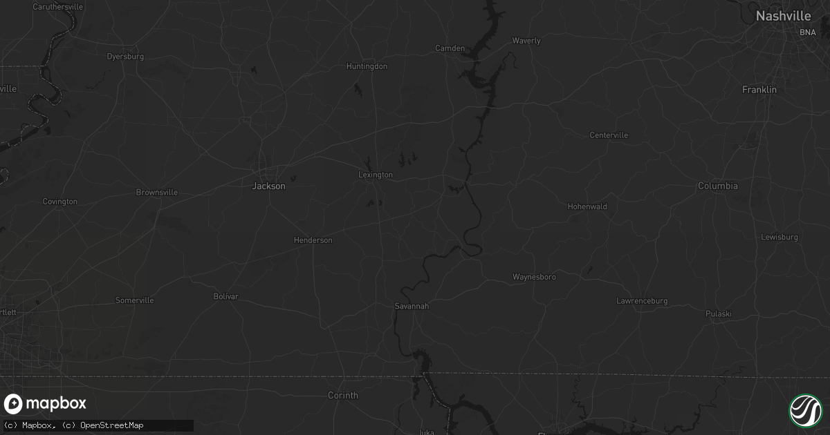 Hail map in Scotts Hill, TN on July 21, 2026