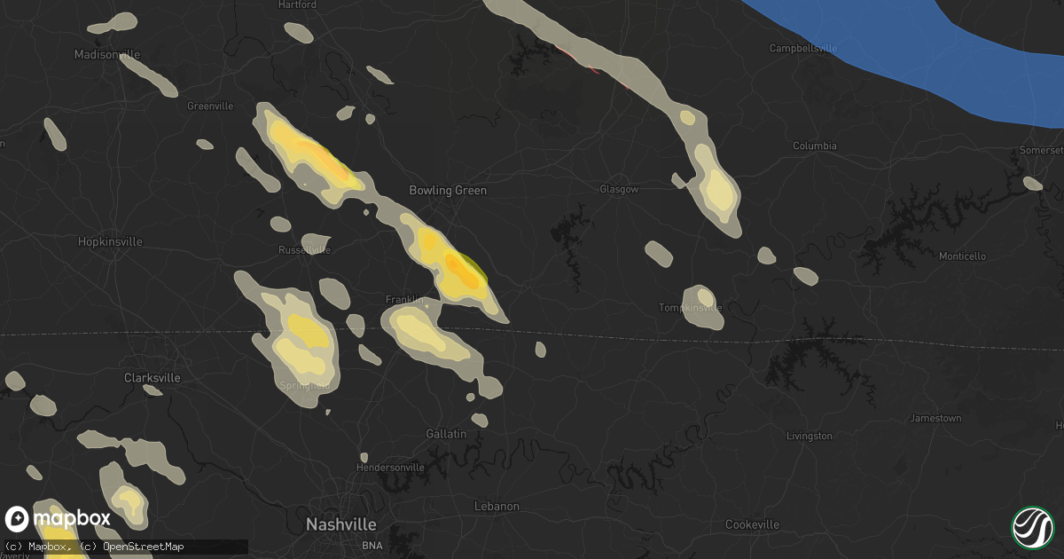 Hail map in Scottsville, KY on July 21, 2026