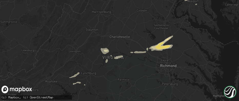 Hail map in Scottsville, VA on July 21, 2026