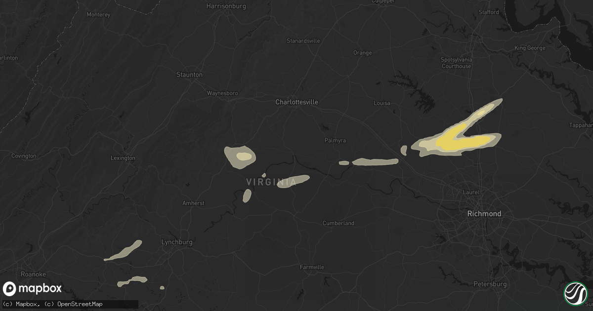 Hail map in Scottsville, VA on July 21, 2026
