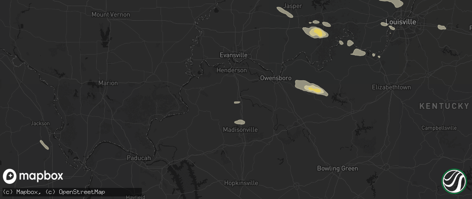 Hail map in Sebree, KY on July 21, 2026