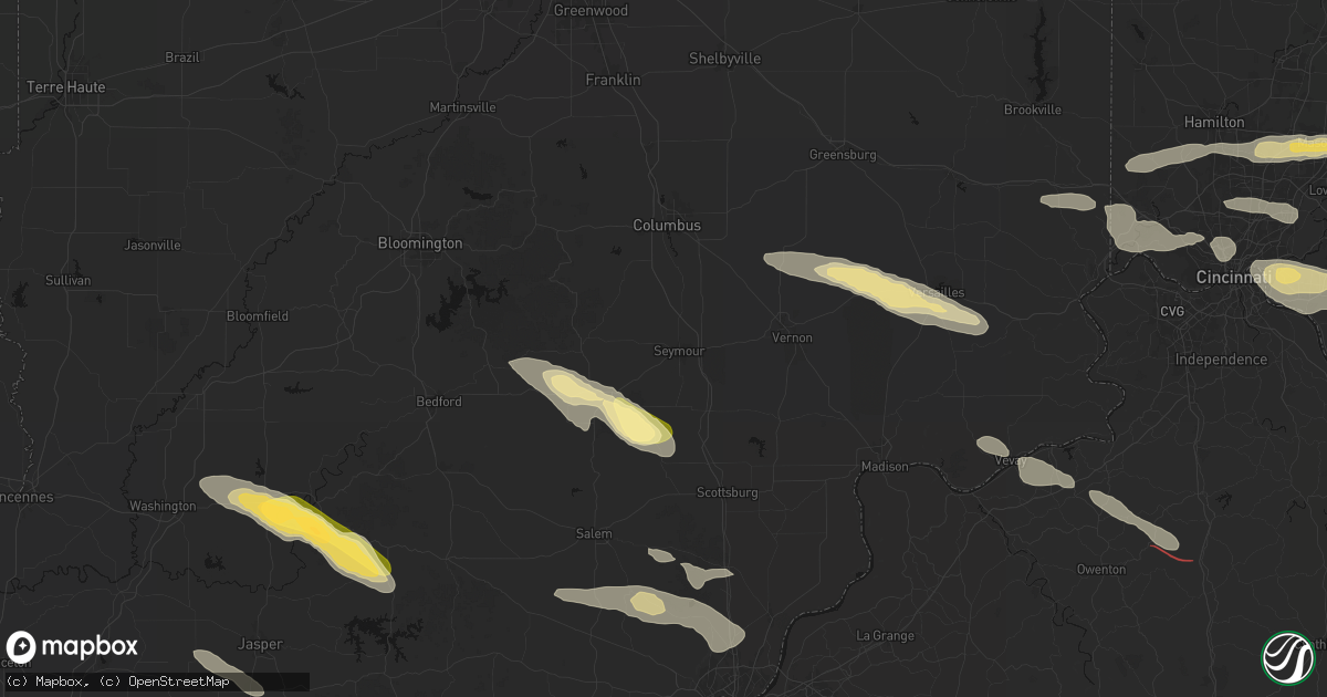 Hail map in Seymour, IN on July 21, 2026