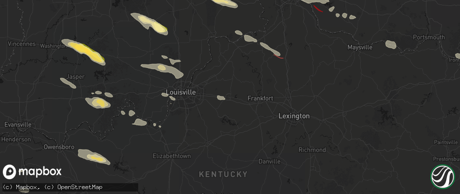 Hail map in Shelbyville, KY on July 21, 2026