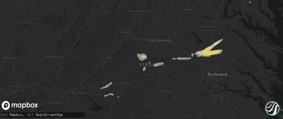 Hail map in Shipman, VA on July 21, 2026