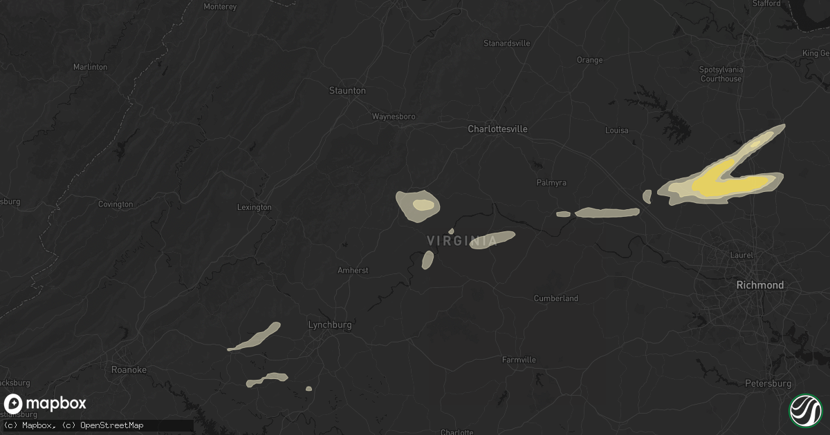 Hail map in Shipman, VA on July 21, 2026