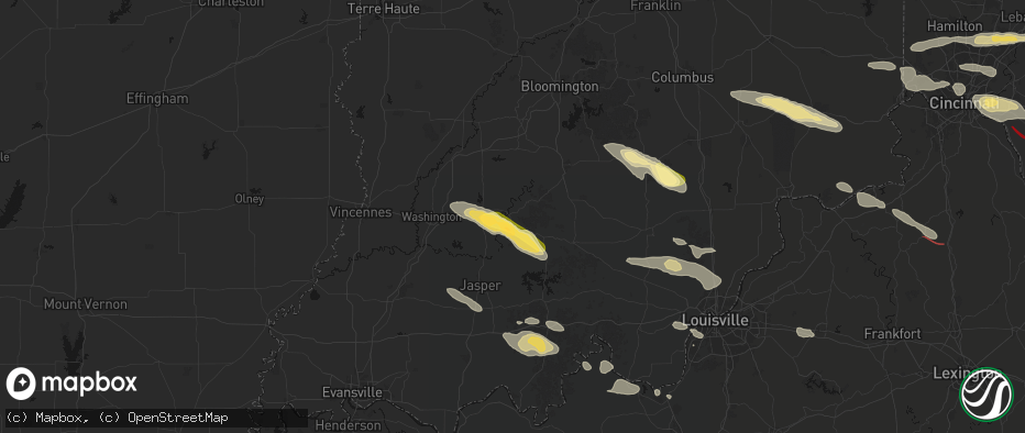 Hail map in Shoals, IN on July 21, 2026