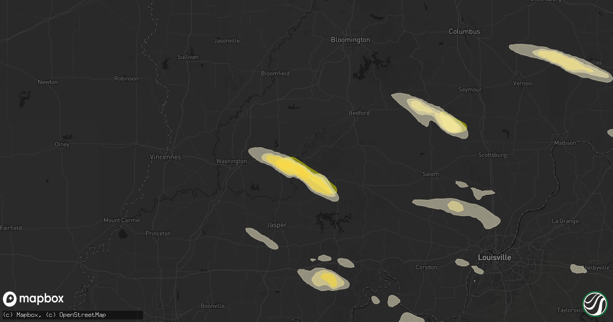 Hail map in Shoals, IN on July 21, 2026