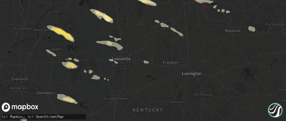 Hail map in Simpsonville, KY on July 21, 2026