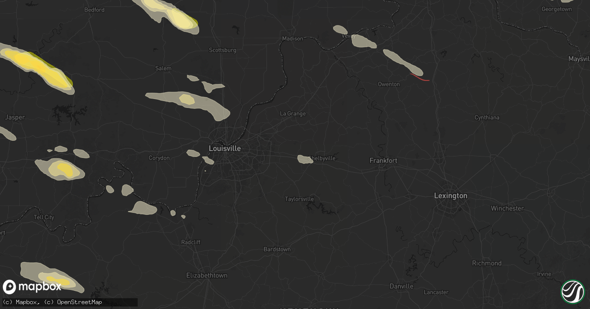 Hail map in Simpsonville, KY on July 21, 2026