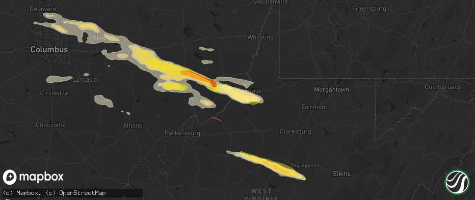 Hail map in Sistersville, WV on July 21, 2026