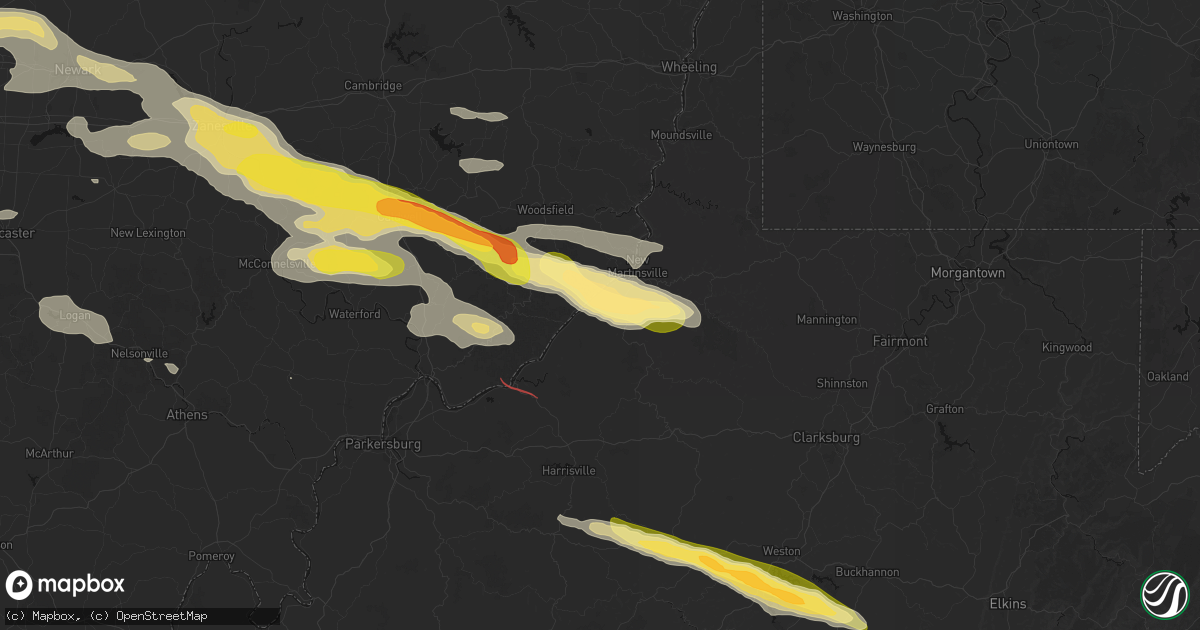 Hail map in Sistersville, WV on July 21, 2026