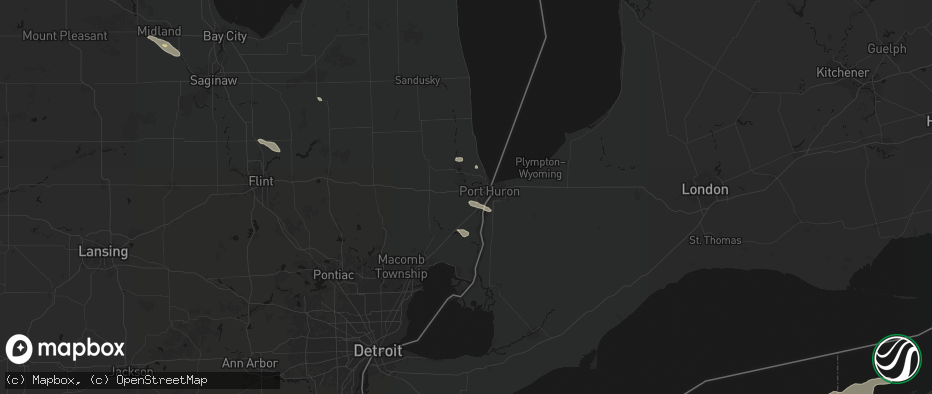 Hail map in Smiths Creek, MI on July 21, 2026