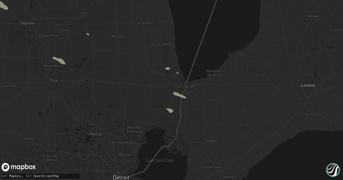Hail map in Smiths Creek, MI on July 21, 2026