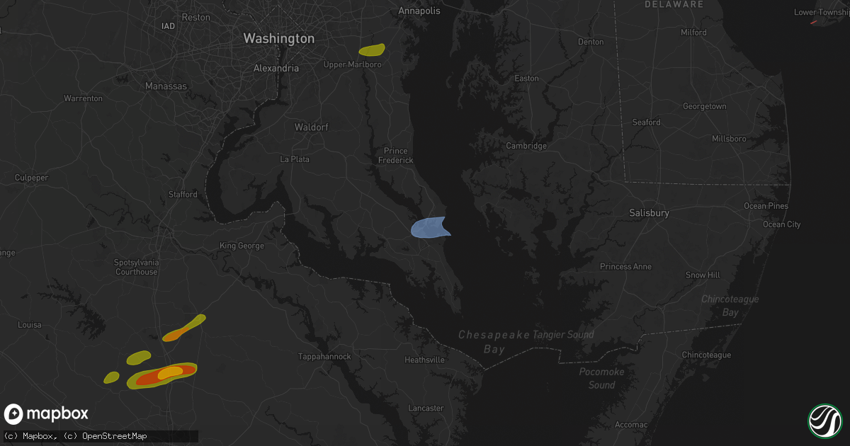 Hail map in Solomons, MD on July 21, 2026
