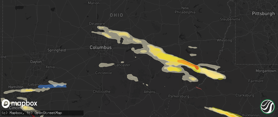 Hail map in Somerset, OH on July 21, 2026