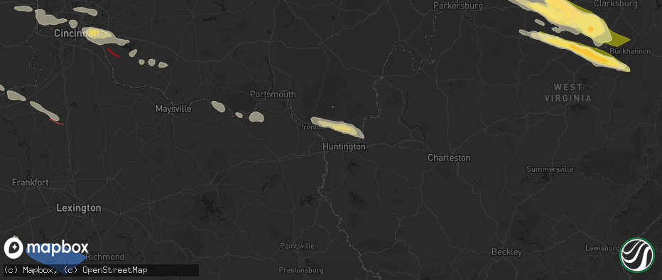 Hail map in South Point, OH on July 21, 2026