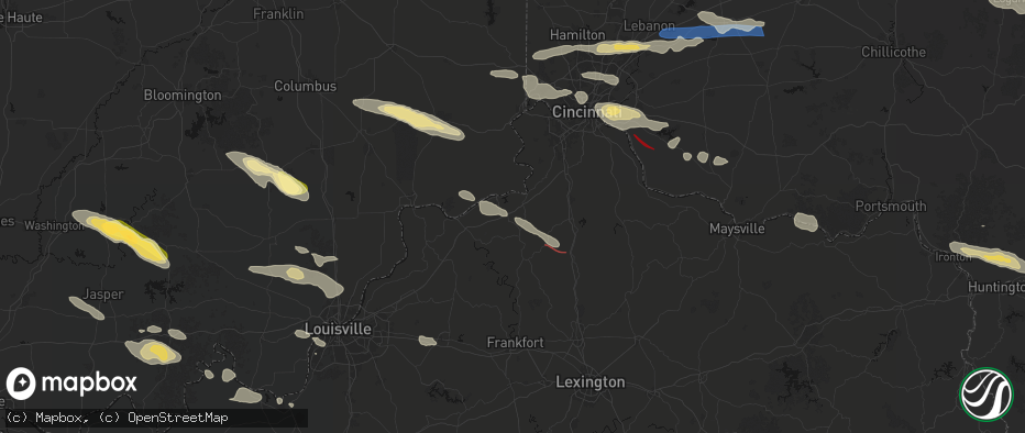 Hail map in Sparta, KY on July 21, 2026