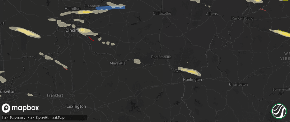 Hail map in Stout, OH on July 21, 2026