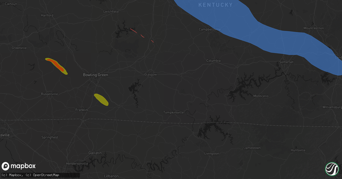 Hail map in Summer Shade, KY on July 21, 2026