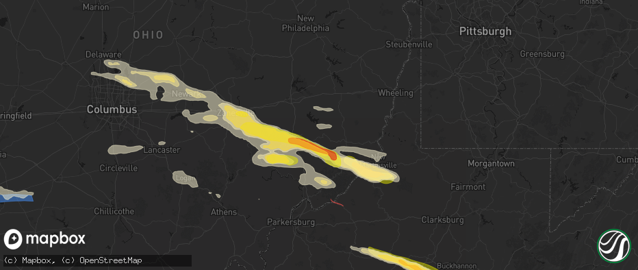 Hail map in Summerfield, OH on July 21, 2026