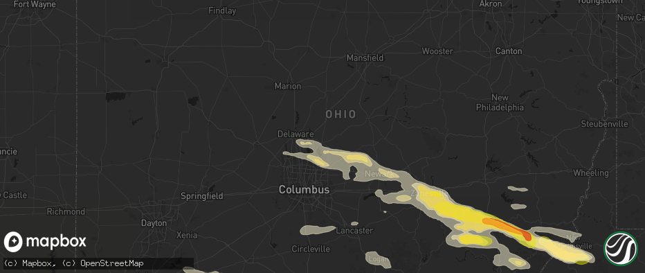 Hail map in Sunbury, OH on July 21, 2026