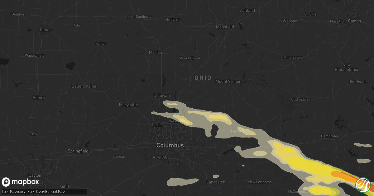 Hail map in Sunbury, OH on July 21, 2026