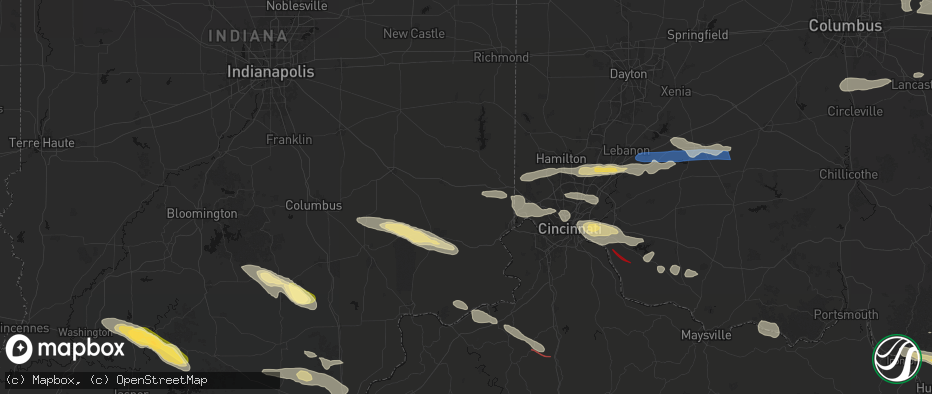 Hail map in Sunman, IN on July 21, 2026