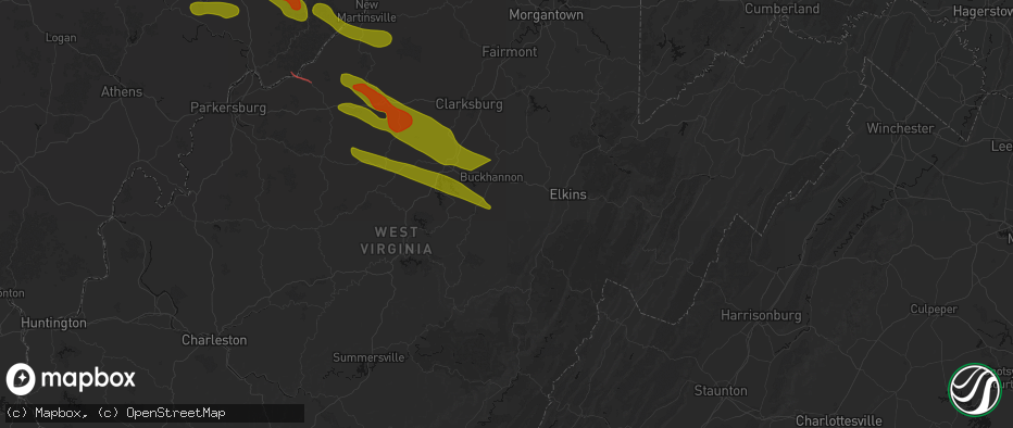 Hail map in Tallmansville, WV on July 21, 2026