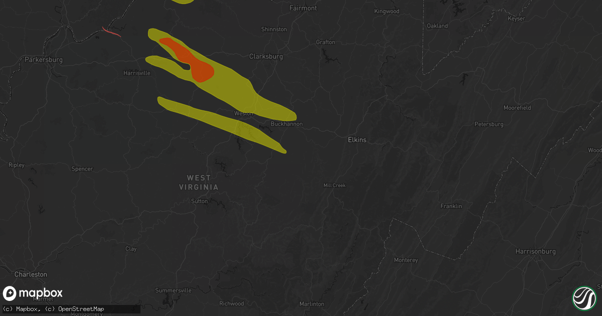 Hail map in Tallmansville, WV on July 21, 2026
