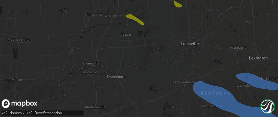 Hail map in Tell City, IN on July 21, 2026