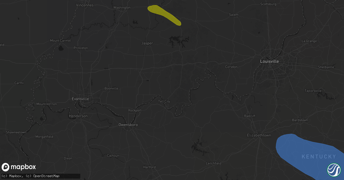 Hail map in Tell City, IN on July 21, 2026