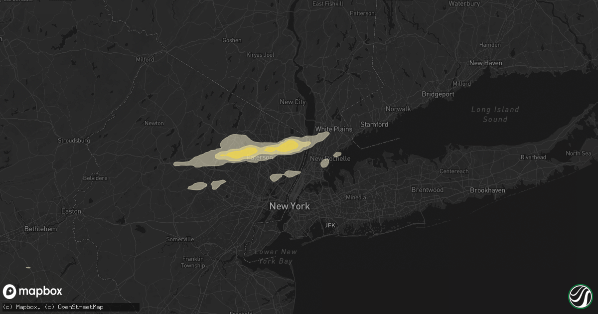 Hail map in Tenafly, NJ on July 21, 2026