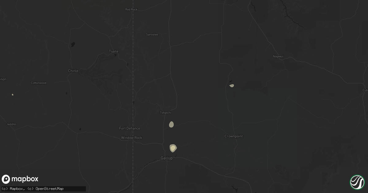 Hail map in Tohatchi, NM on July 21, 2026