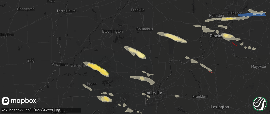 Hail map in Vallonia, IN on July 21, 2026