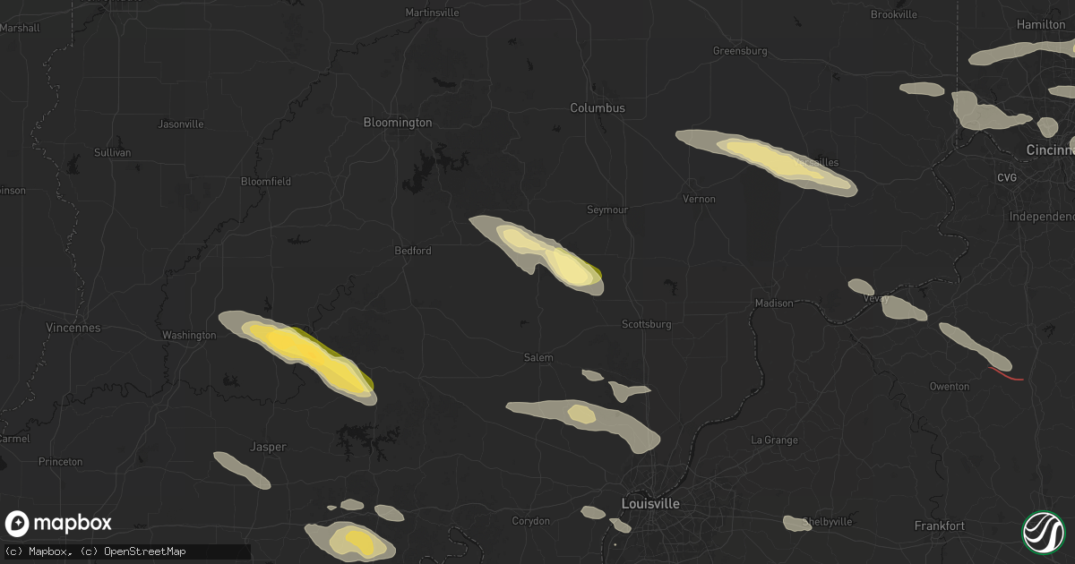 Hail map in Vallonia, IN on July 21, 2026