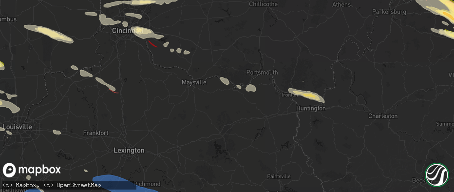 Hail map in Vanceburg, KY on July 21, 2026