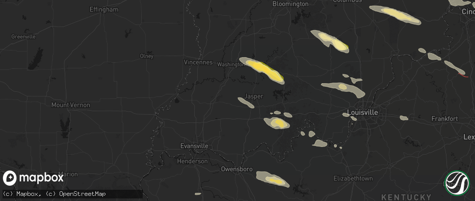 Hail map in Velpen, IN on July 21, 2026