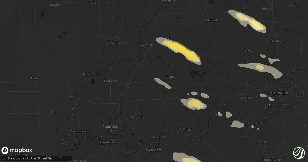 Hail map in Velpen, IN on July 21, 2026
