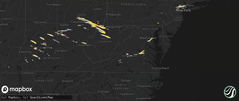Hail map in Virginia on July 21, 2026