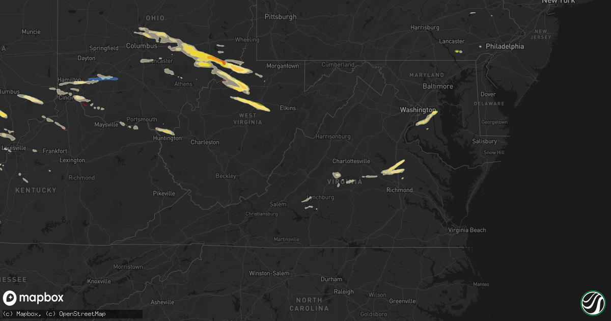 Hail map in Virginia on July 21, 2026