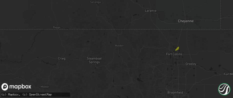 Hail map in Walden, CO on July 21, 2026