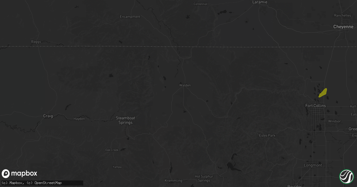 Hail map in Walden, CO on July 21, 2026