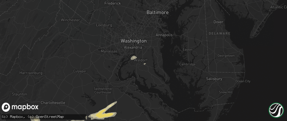 Hail map in Waldorf, MD on July 21, 2026