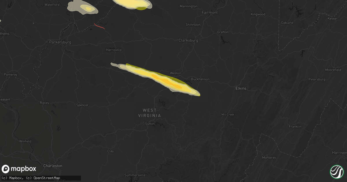 Hail map in Walkersville, WV on July 21, 2026