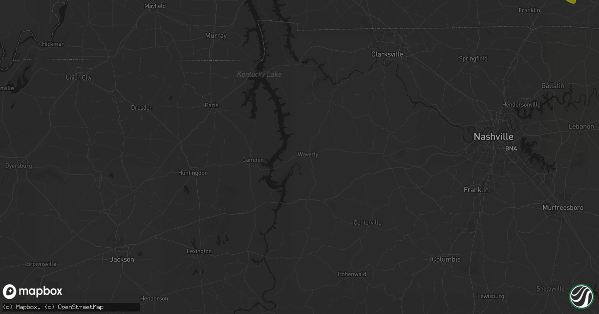 Hail map in Waverly, TN on July 21, 2026