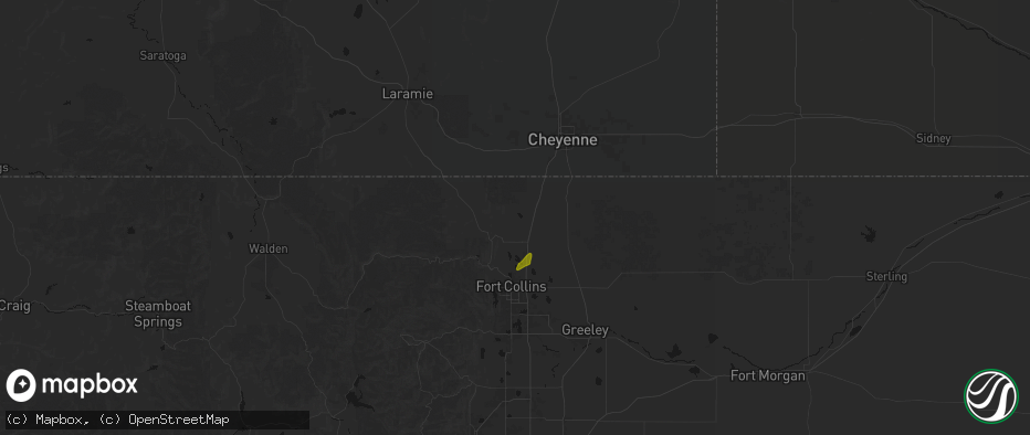 Hail map in Wellington, CO on July 21, 2026