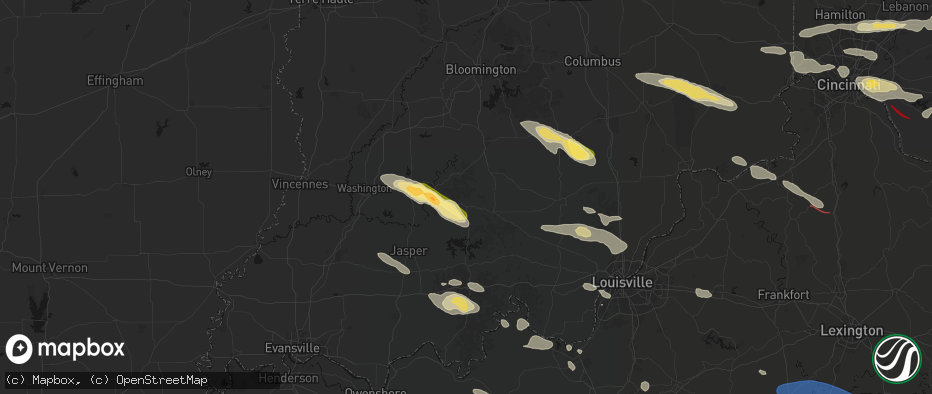 Hail map in West Baden Springs, IN on July 21, 2026