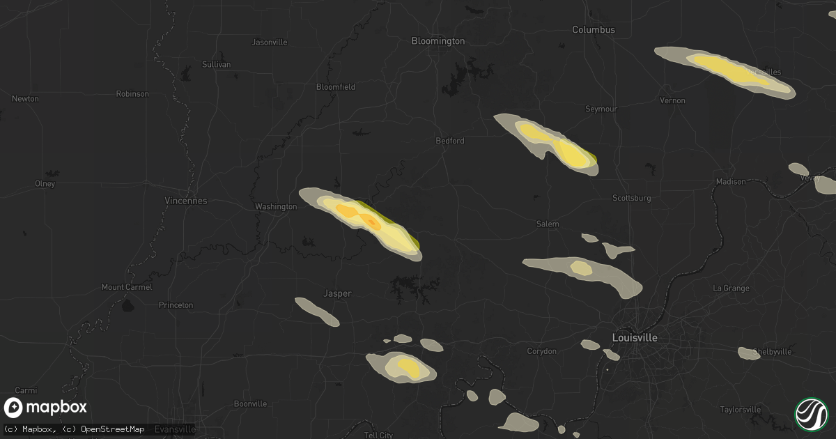 Hail map in West Baden Springs, IN on July 21, 2026