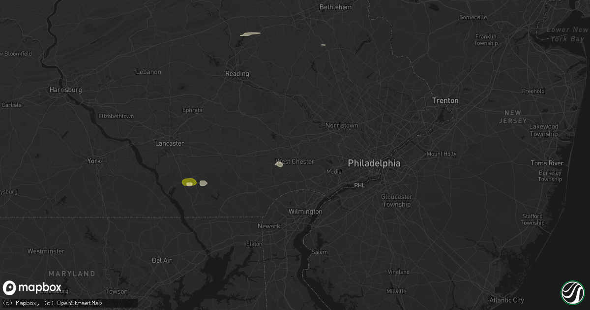 Hail map in West Chester, PA on July 21, 2026